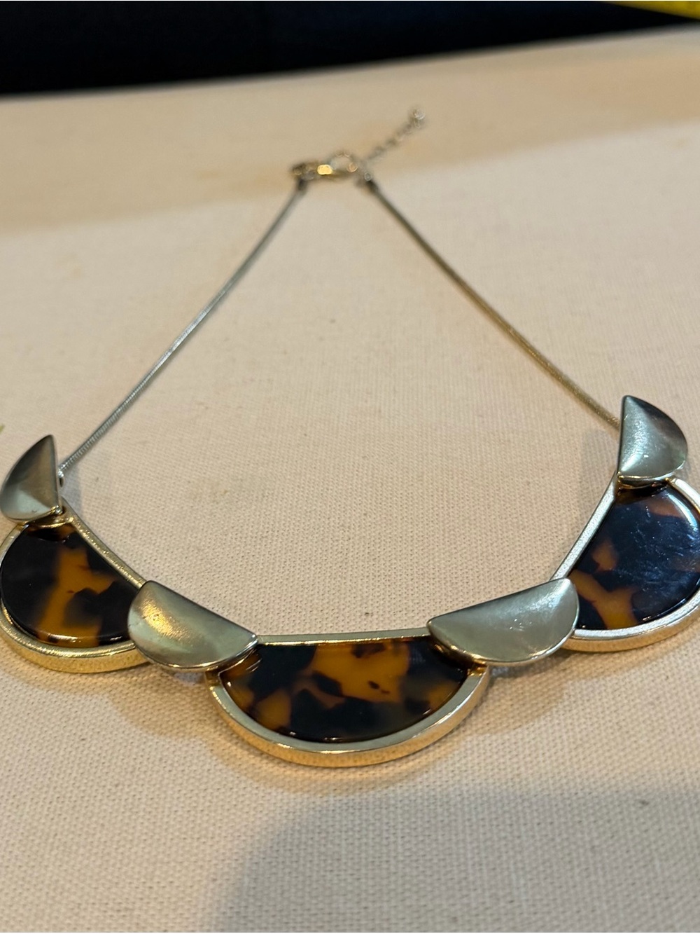 Gold-Tone Necklace with Tortoiseshell Accents